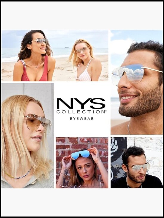 Rimless Oversized Flat Top Shield Sunglasses, 100% UV400 Protection main image 7
